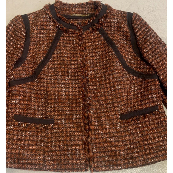 Chico's Black Label Textured Blazer Womens Size 1 (8-10) Woven Business Jacket - Picture 5 of 12